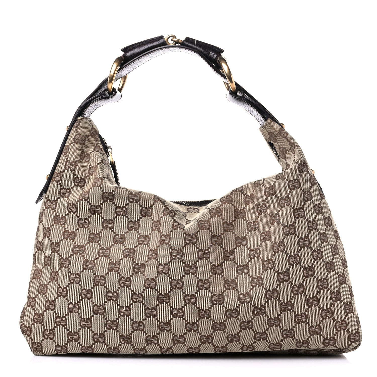 Gucci Monogram Medium Horsebit Chain Hobo Dark Brown 1 of 15