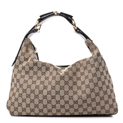 Gucci Monogram Medium Horsebit Chain Hobo Dark Brown 1 of 15