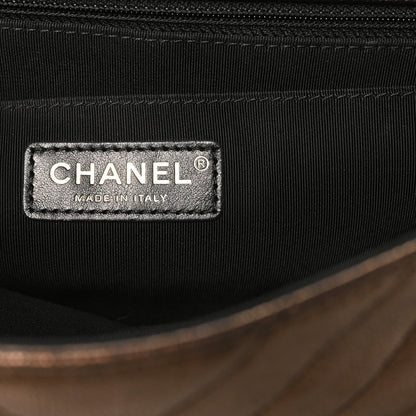 Chanel Metallic Caviar Chevron Quilted Medium Statement Flap Bronze 6 of 10