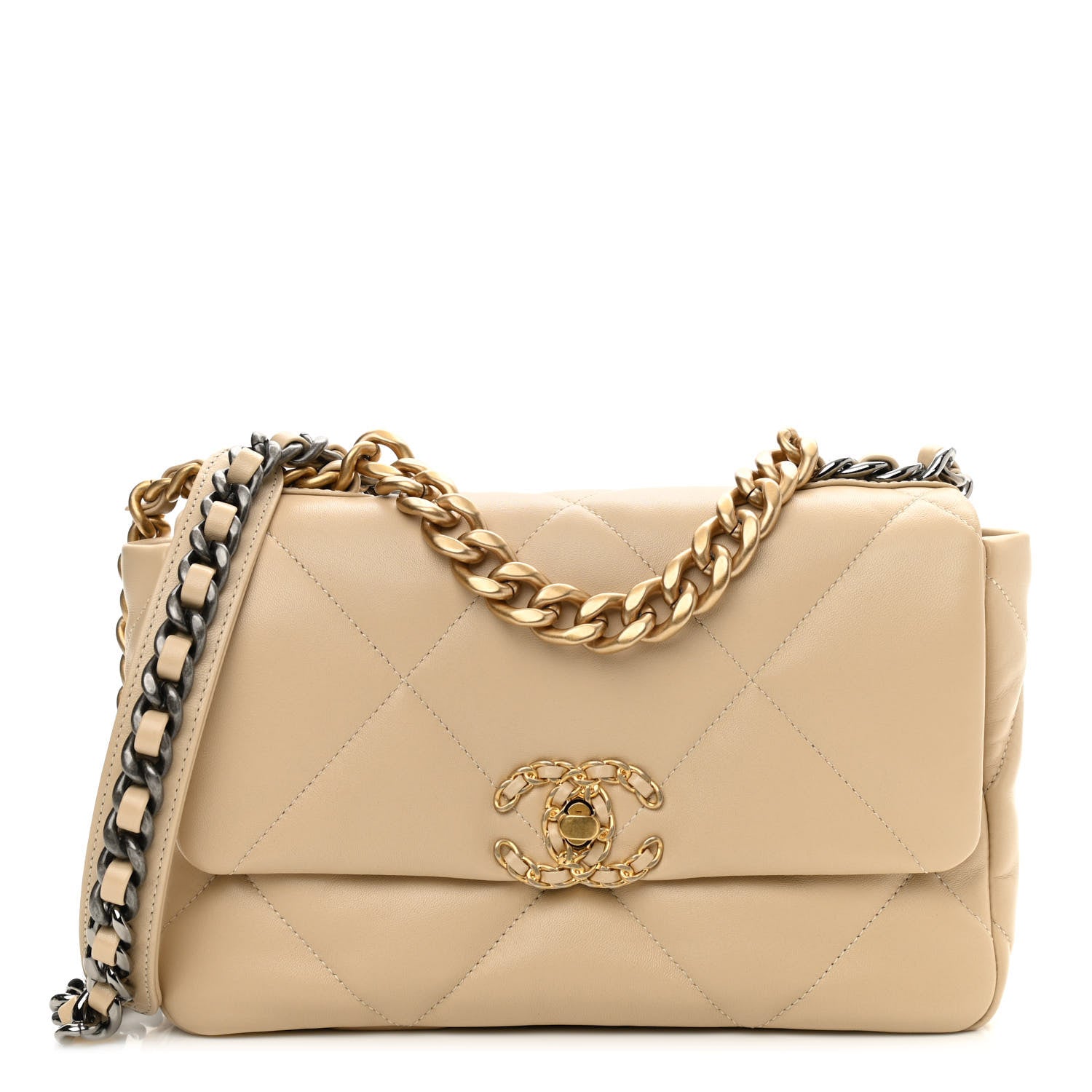 Chanel Lambskin Quilted Medium Chanel 19 Flap Beige 1 of 10