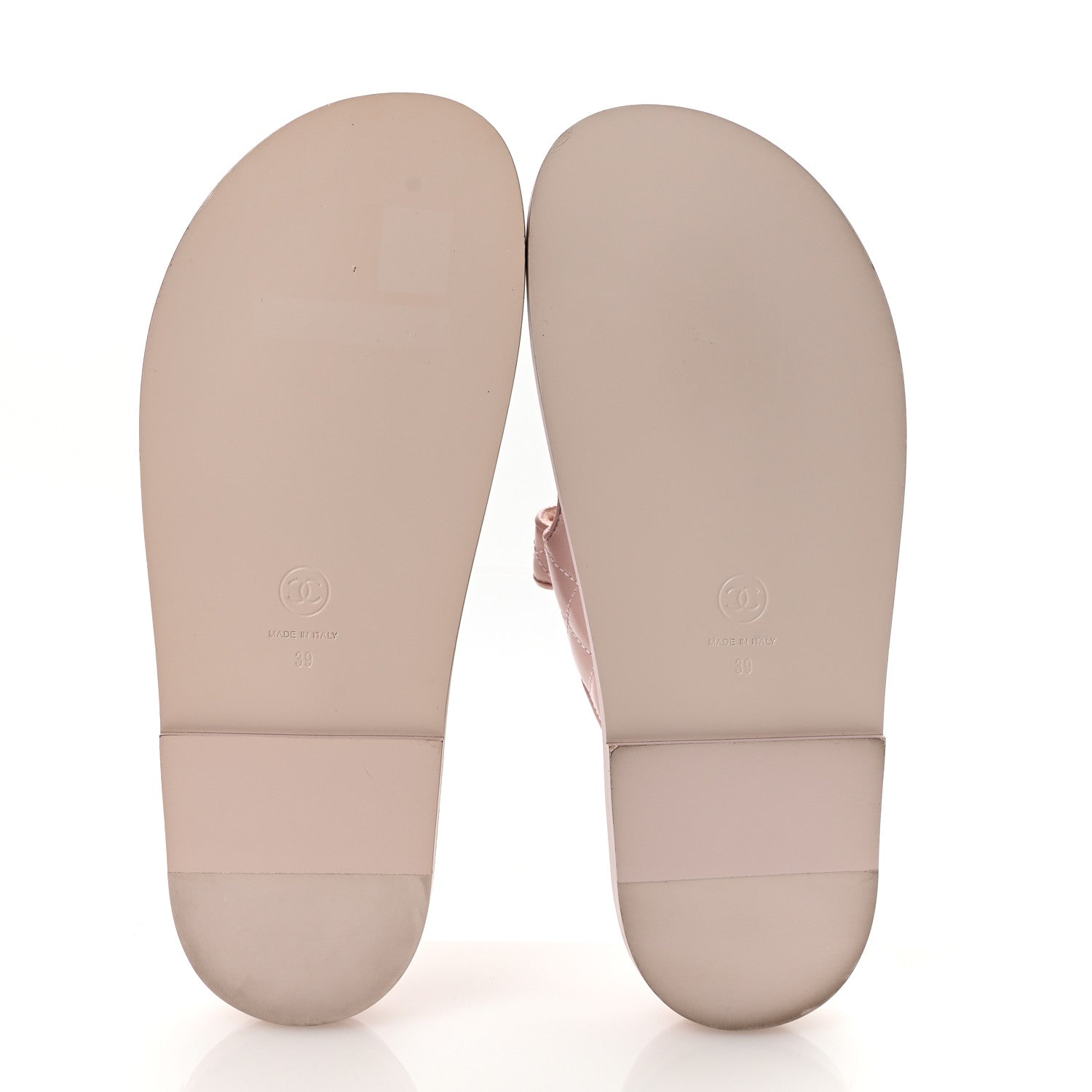 Chanel Shiny Calfskin Crystal Quilted Velcro Dad CC Slide Sandals 39 Light Pink 6 of 9