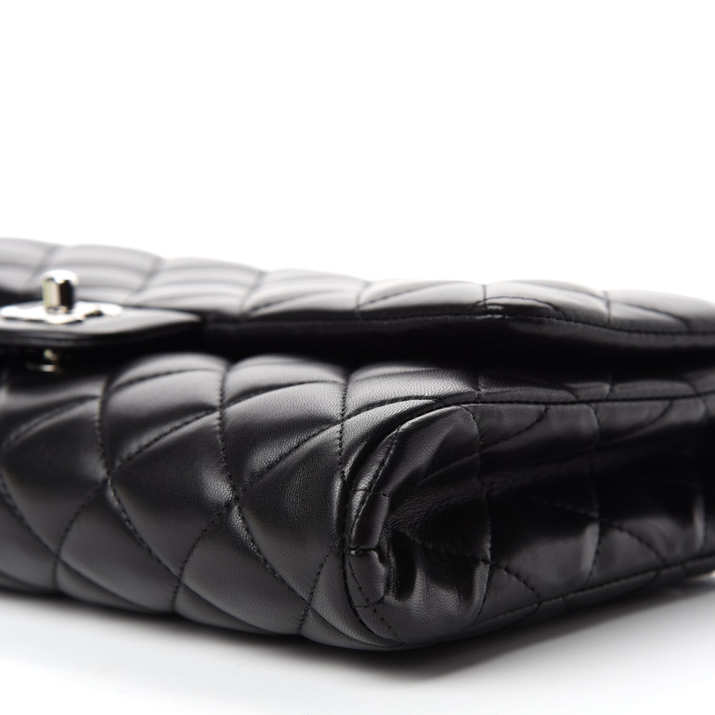 Lambskin Quilted Clutch With Chain Flap Black