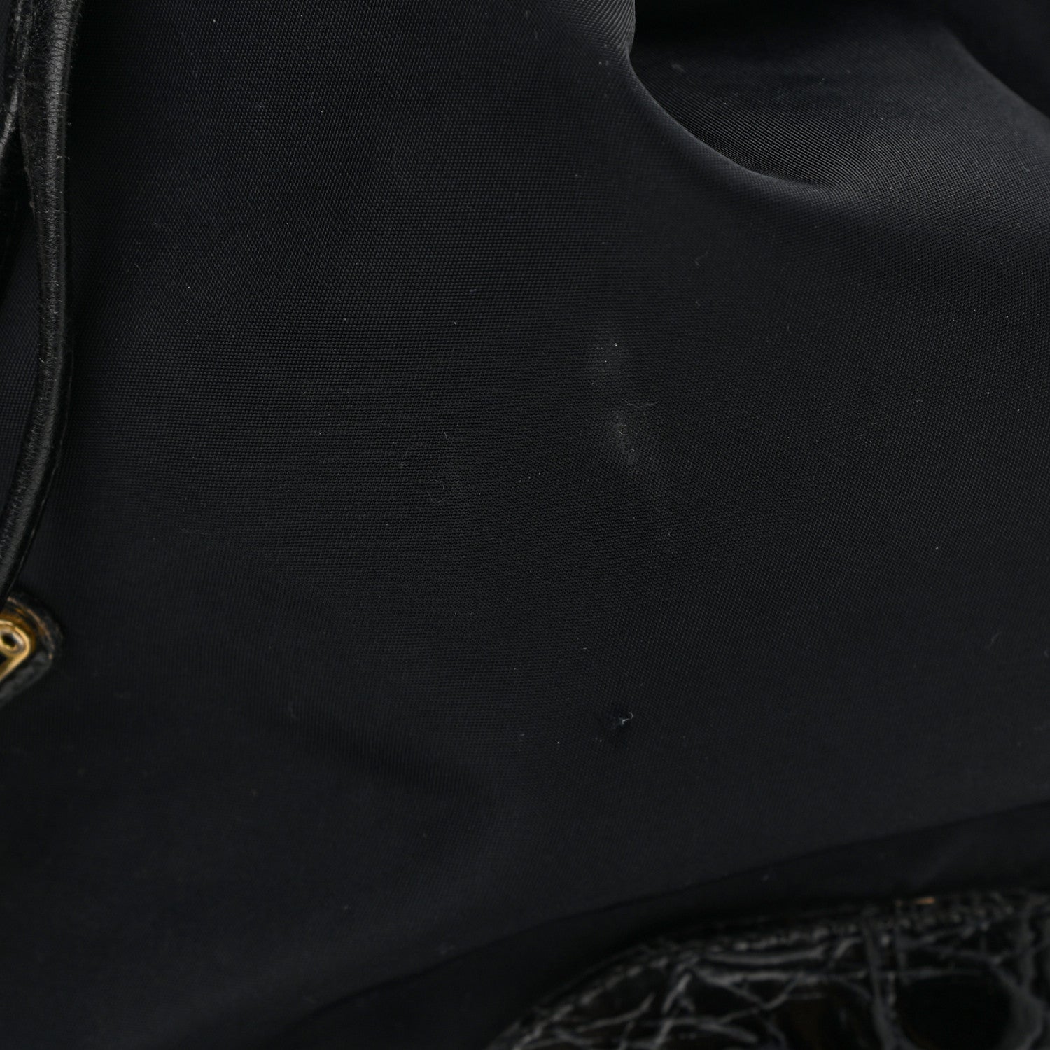 Prada Tessuto Nylon Crocodile Embossed Calfskin Bucket Bag Black 11 of 12