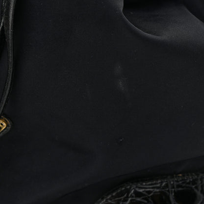 Prada Tessuto Nylon Crocodile Embossed Calfskin Bucket Bag Black 11 of 12