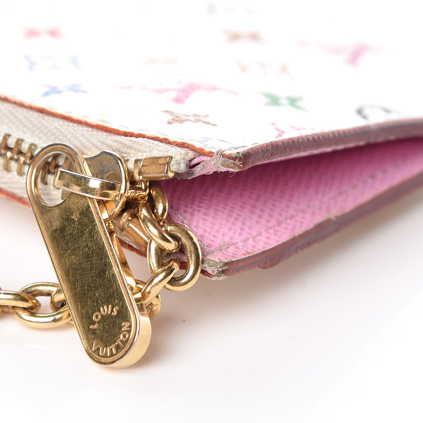 Monogram Multicolor Key Pouch White Litchi