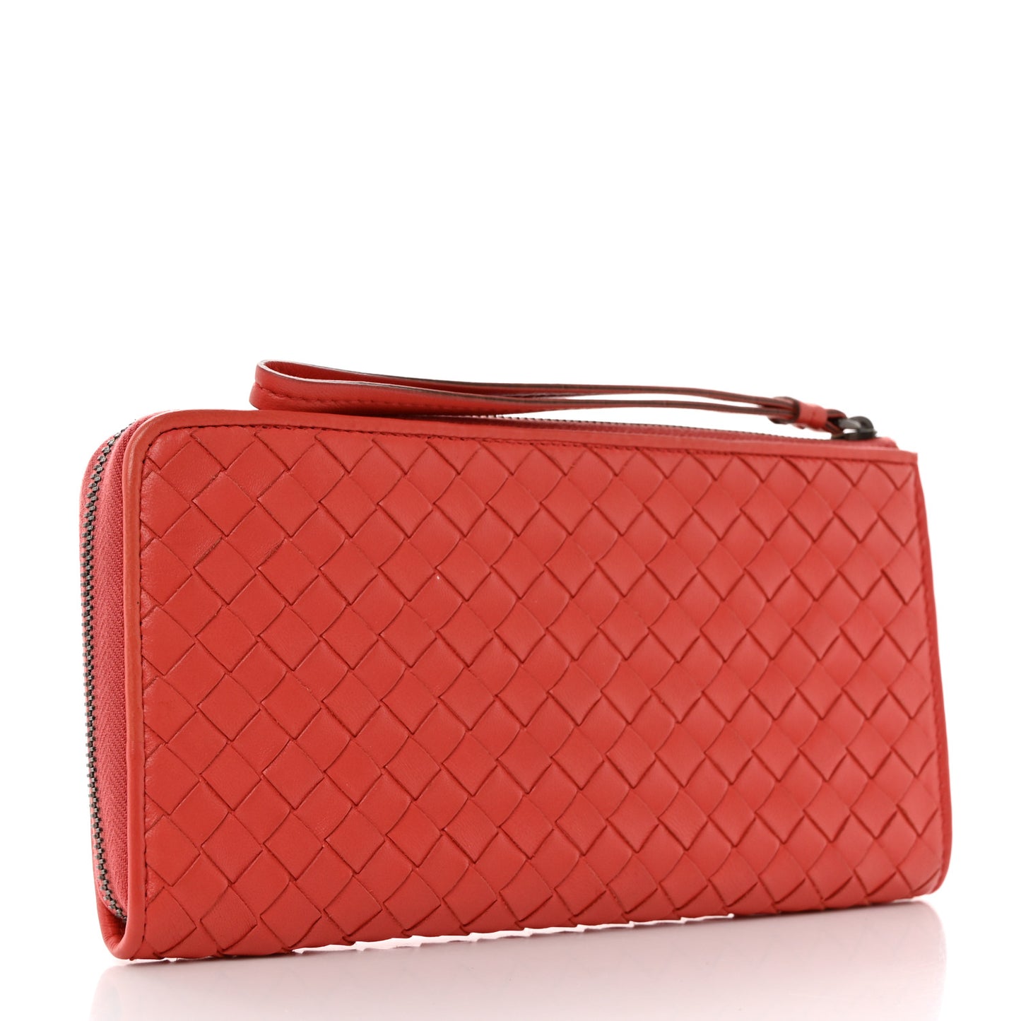 Nappa Intrecciato Half Zip Around Wallet Magma
