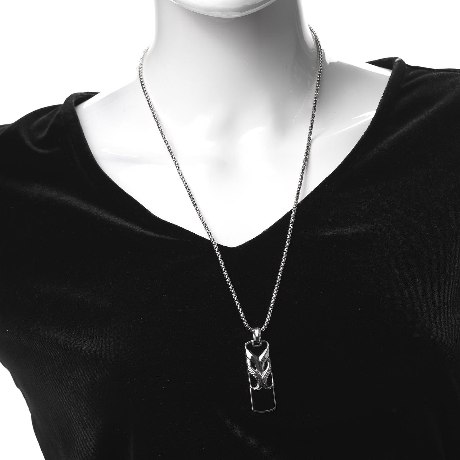 John Hardy Sterling Silver Black Onyx Asli Dog Tag Pendant Necklace 2 of 6