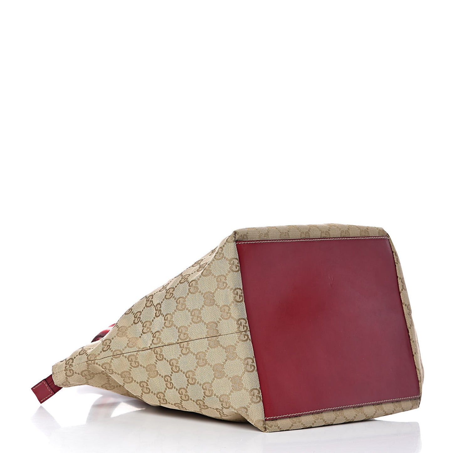 GG Monogram Medium Web Handle Bucket Tote Red White