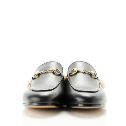 Gucci Calfskin Fur Womens Princetown Slippers 37.5 Black 2 of 7