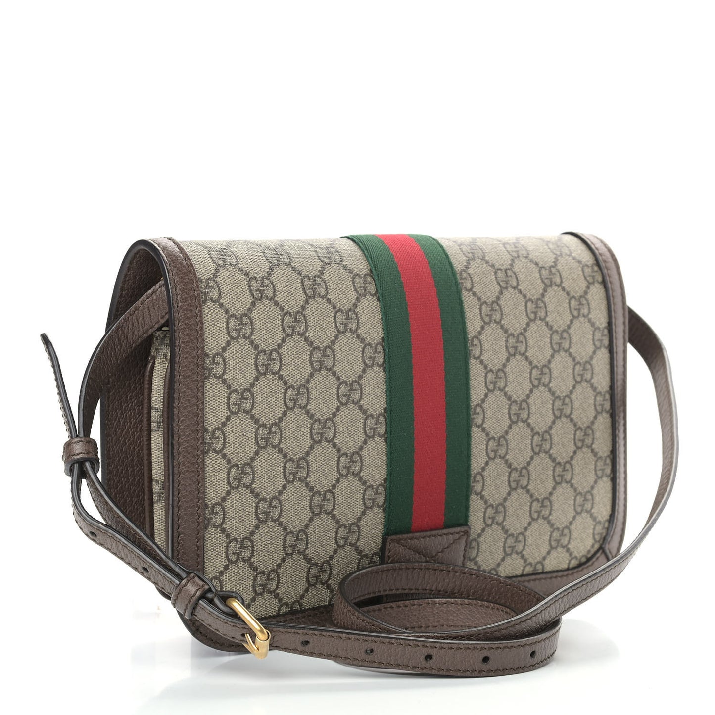 GG Supreme Monogram Web Ophidia Flap Messenger Bag Beige New Acero
