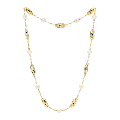 Tiffany 18K Yellow Gold Pearl Elsa Peretti Scroll Swirl Necklace 3 of 5