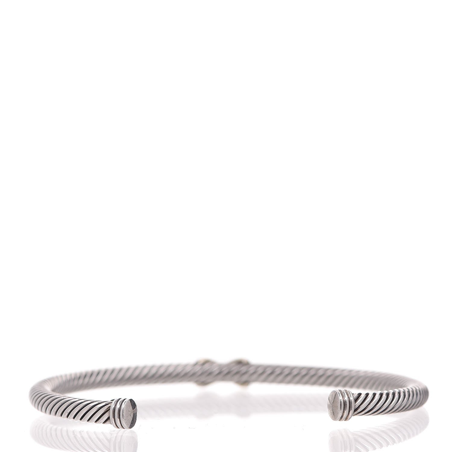 David Yurman Sterling Silver 18K Yellow Gold 4mm X Station Cable Bracelet 3 of 4