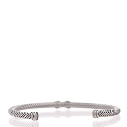 David Yurman Sterling Silver 18K Yellow Gold 4mm X Station Cable Bracelet 3 of 4