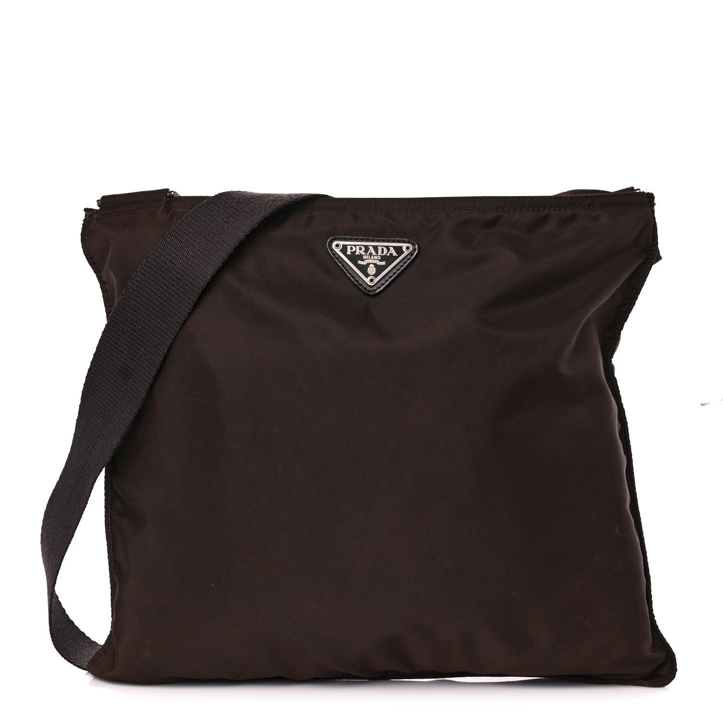 Nylon Flat Messenger Bag Brown