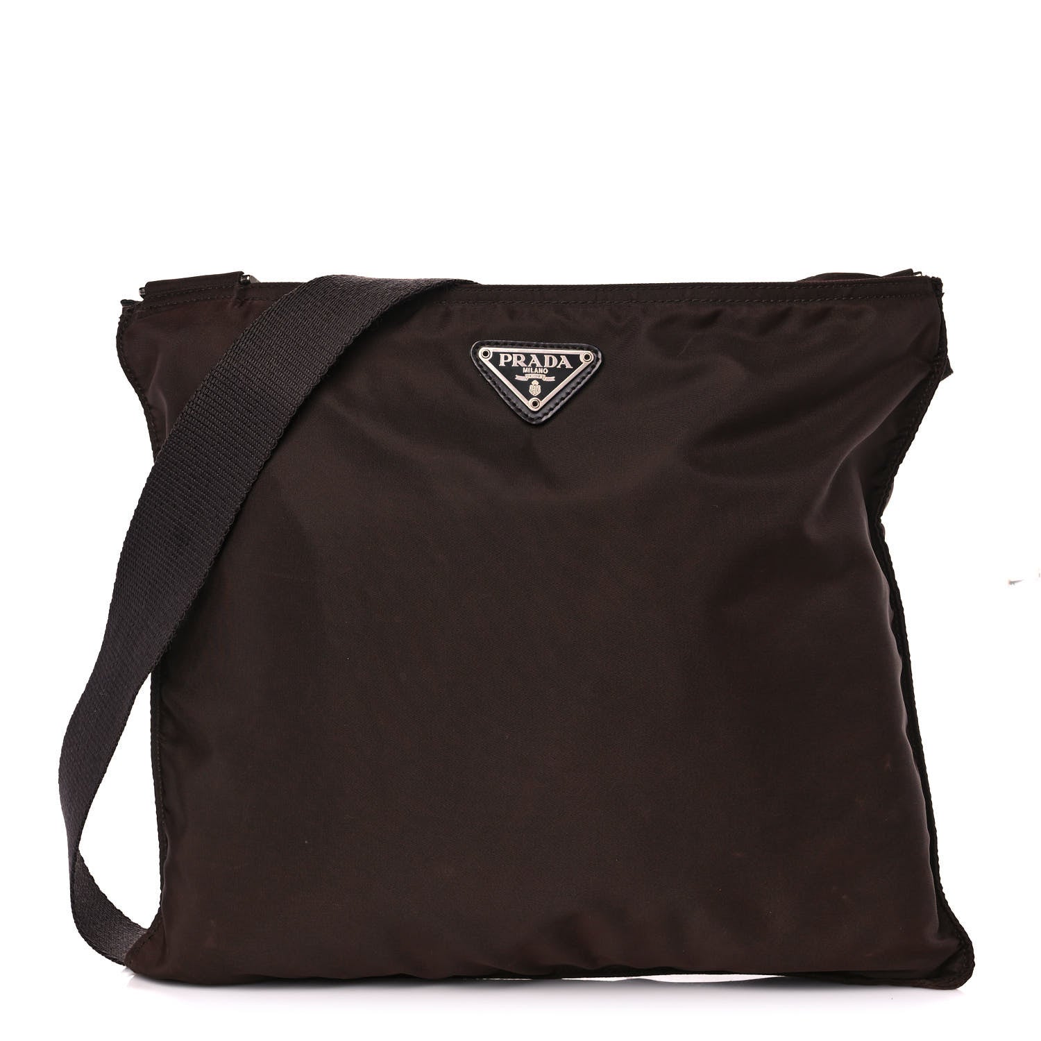 Prada Nylon Flat Messenger Bag Brown 1 of 15