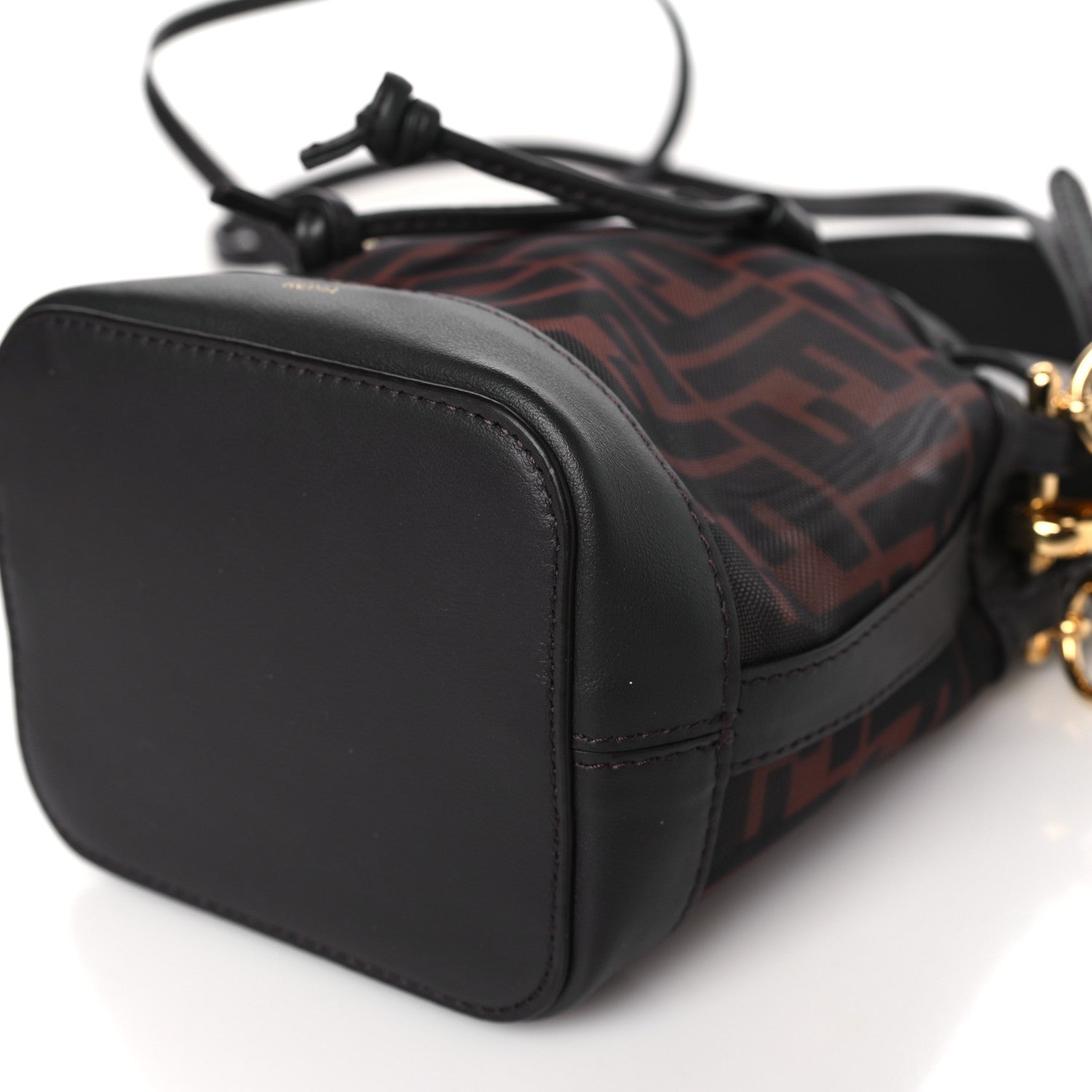 Fendi Mesh Vitello Grace F is Fendi FF 1974 Mini Mon Tresor Bucket Bag Marrone Black Ebano 9 of 9