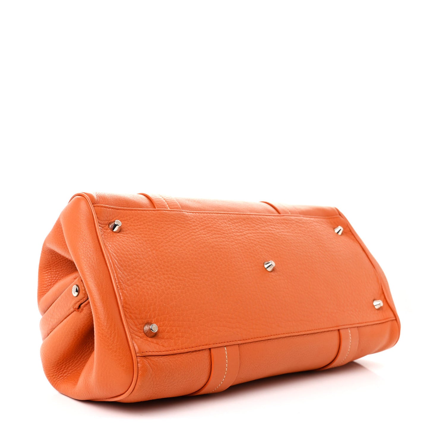 Grained Calfskin Frame Satchel Orange