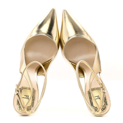 Christian Dior Metallic Songe 100mm Pumps 37 Or 2 of 12