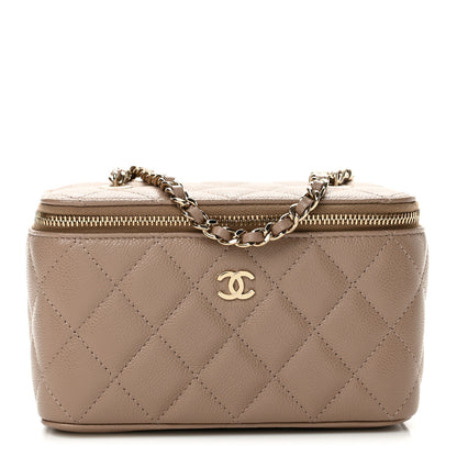 Chanel Caviar Quilted Small Vanity Case With Chain Dark Beige 1 of 10