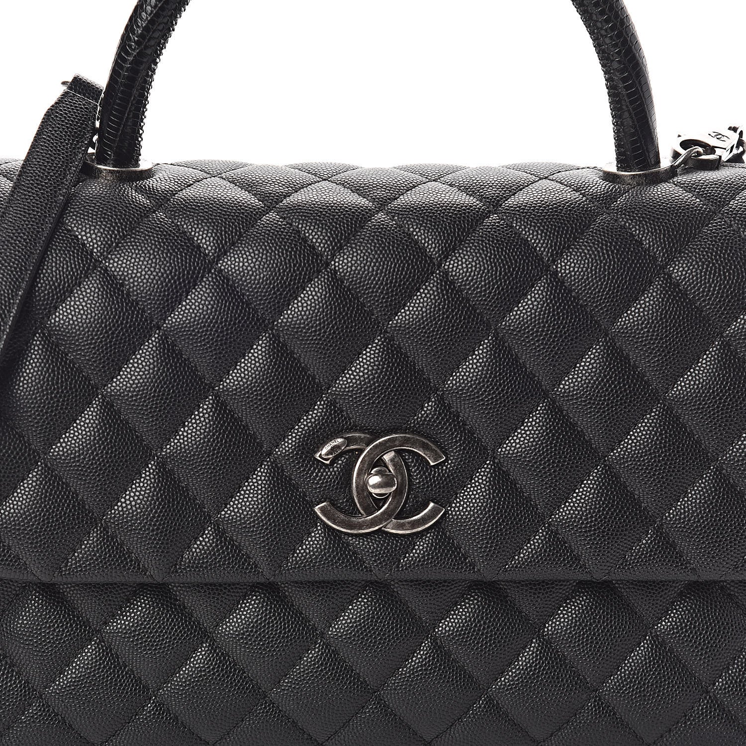 Chanel Caviar Lizard Quilted Small Coco Handle Flap Black 8 of 10