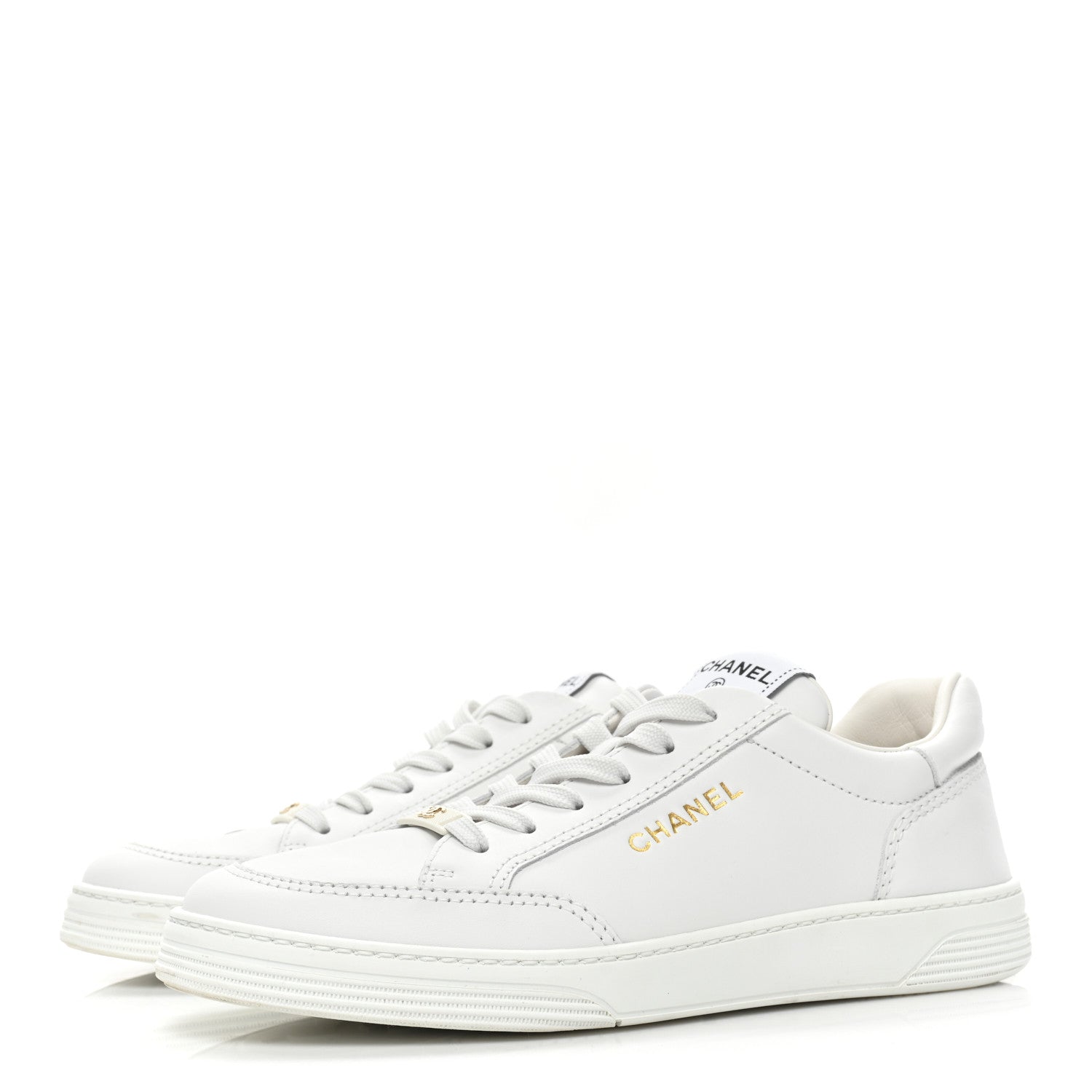 Chanel Calfskin Womens CC Logo Sneakers 39 White 3 of 8