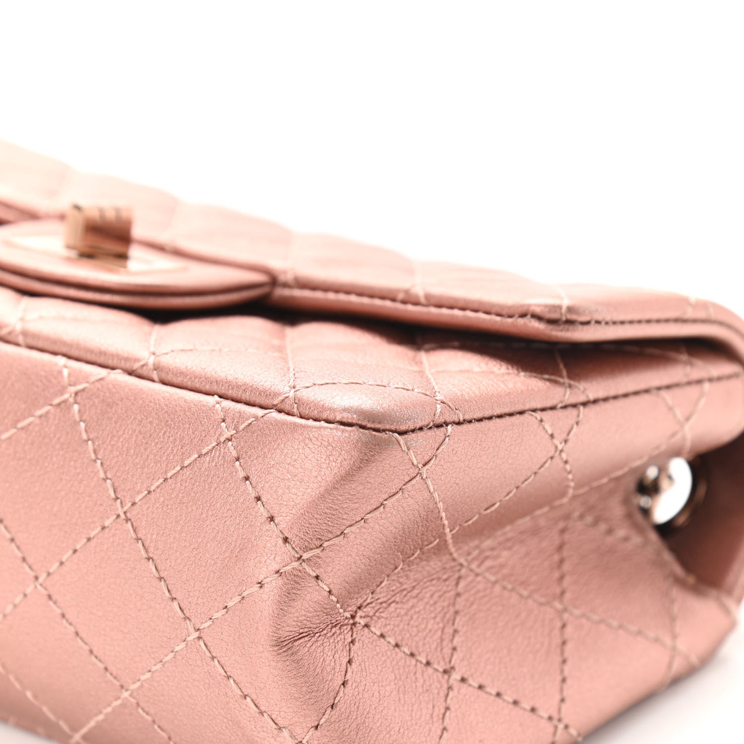 Chanel Metallic Grained Calfskin Quilted 2.55 Reissue Mini Flap Copper Pink 10 of 13
