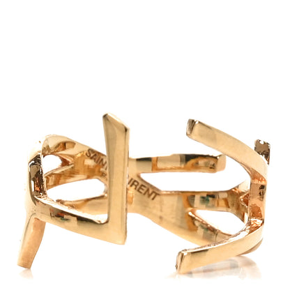 Saint Laurent Straited Brass Monogram Ring 6 Gold 1 of 5