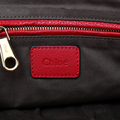 Chloe Calfskin Marcie Size Zip Satchel Plaid Red 8 of 10