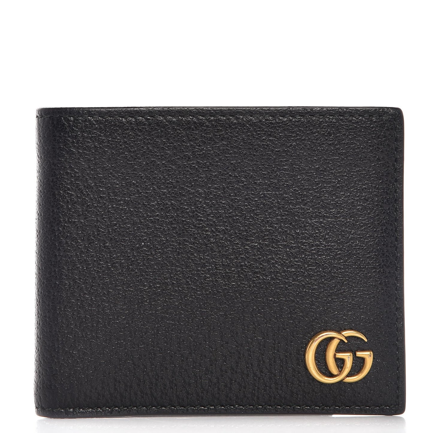 Calfskin Boar Effect GG Marmont Bi-Fold Wallet Black