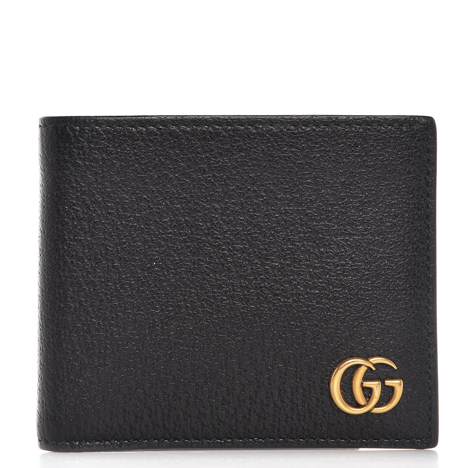Gucci Calfskin Boar Effect GG Marmont Bi-Fold Wallet Black 1 of 8