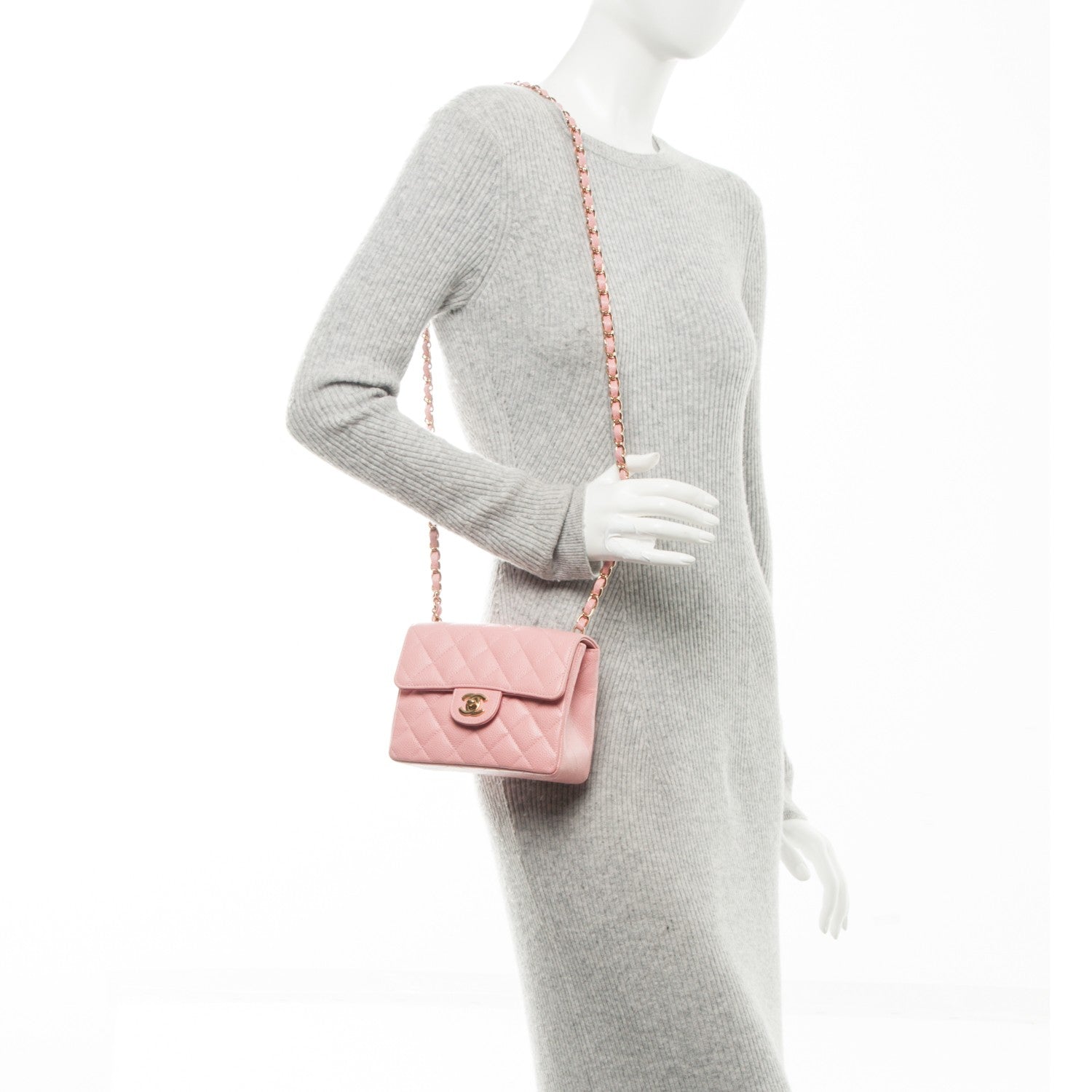 Chanel Caviar Quilted Mini Square Flap Pink 2 of 7