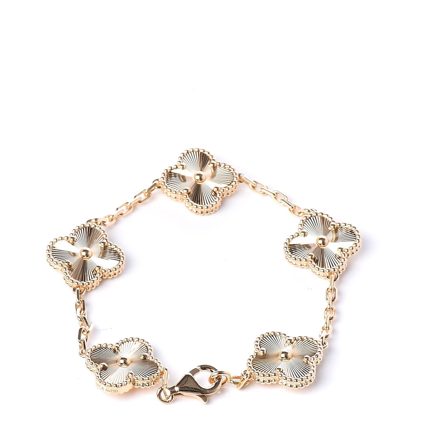 18K Yellow Gold 5 Motifs Guilloche Vintage Alhambra Bracelet