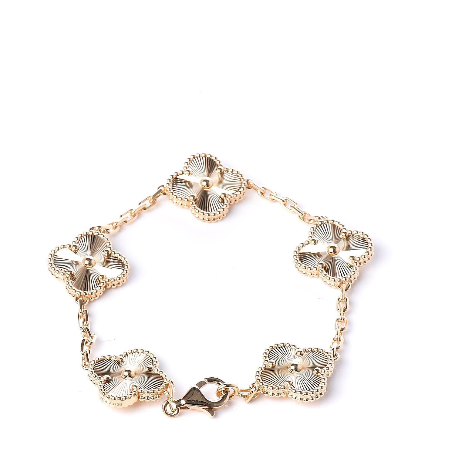 Van Cleef & Arpels 18K Yellow Gold 5 Motifs Guilloche Vintage Alhambra Bracelet 3 of 6