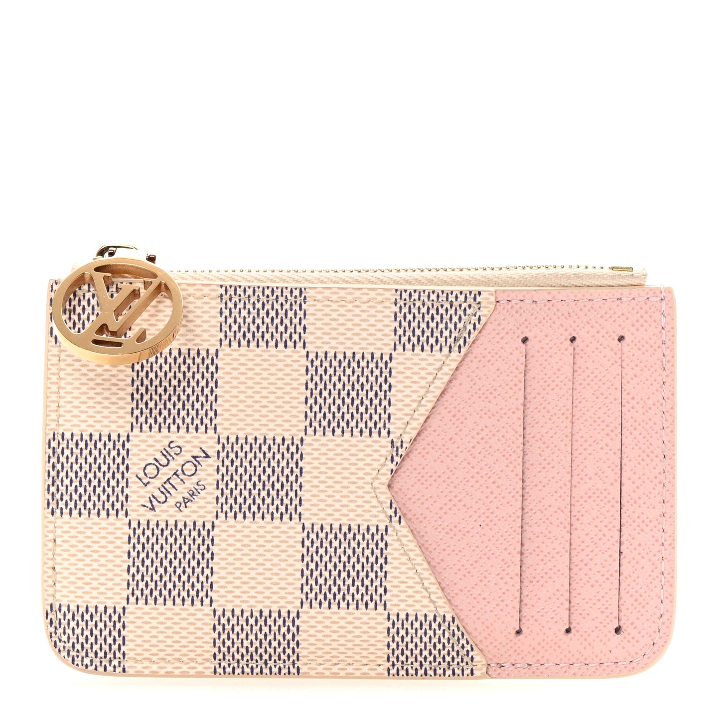 Damier Azur Zipped Romy Card Holder  Rose Ballerine