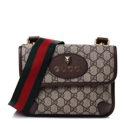 Gucci GG Supreme Monogram Web Small Neo Vintage Double Flap Messenger Bag Beige New Acero 1 of 10