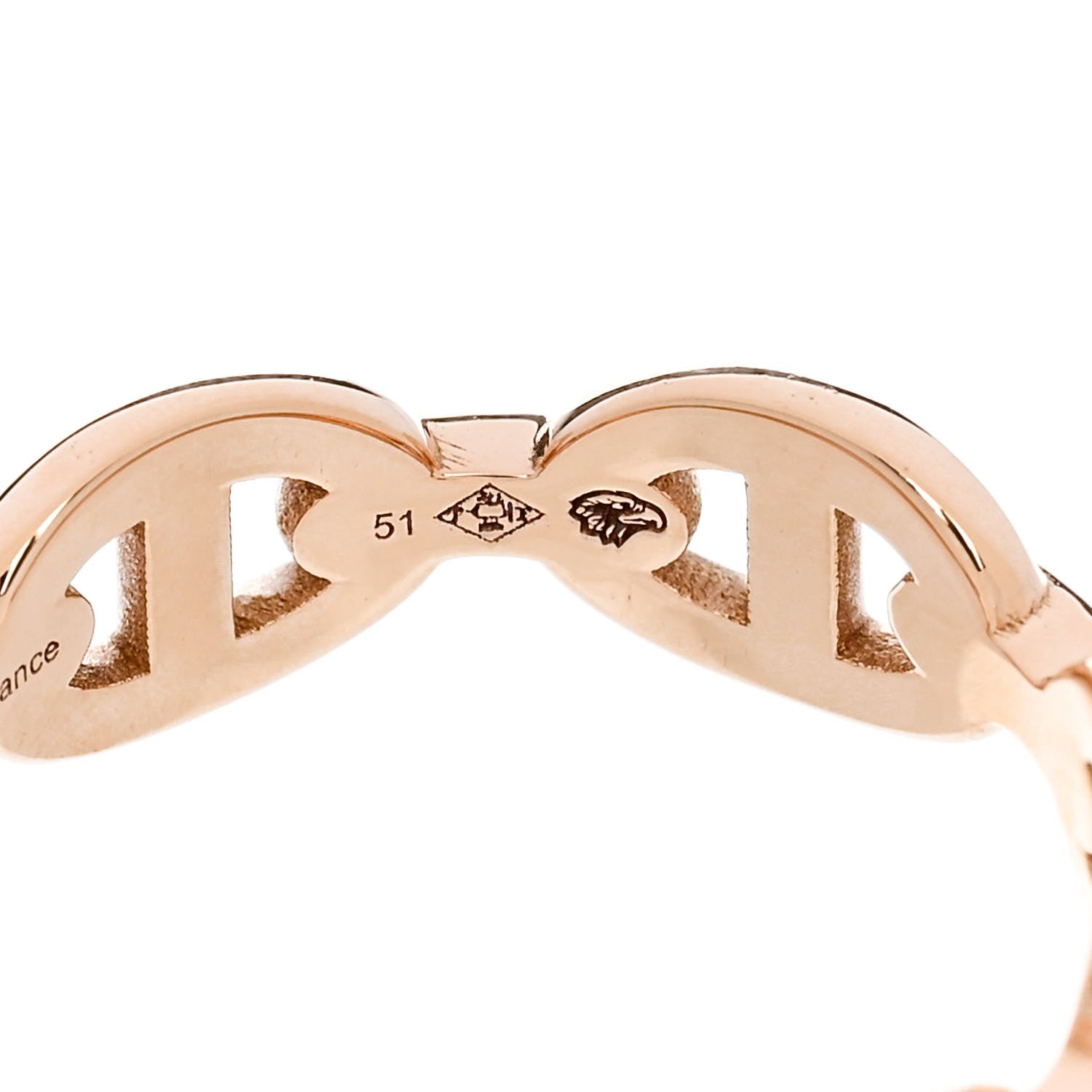 Hermes 18K Rose Gold PM Chaine d'Ancre Enchainee Ring 51 5.75 5 of 7