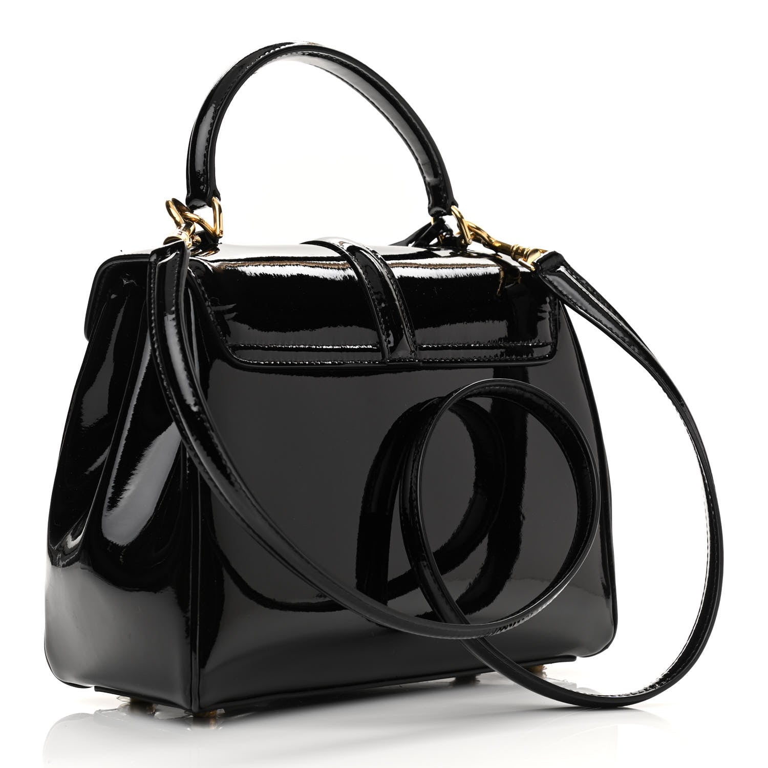 Celine Patent Calfskin Small 16 Top Handle Bag Black 3 of 9