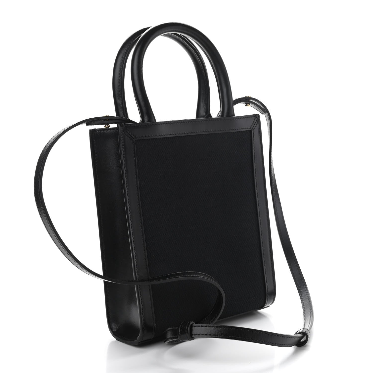 Celine Canvas Calfskin Mini Vertical Cabas Black 3 of 8