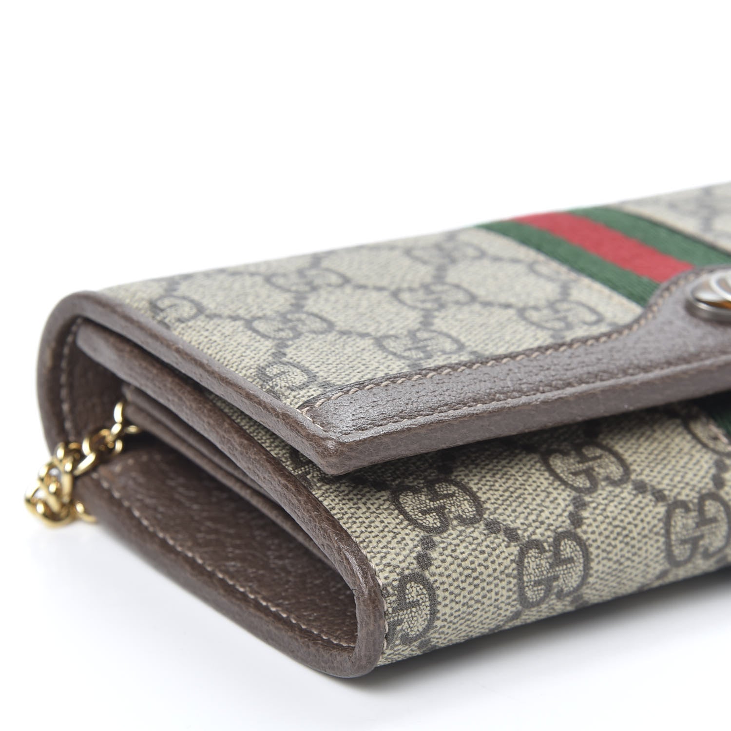 Gucci GG Supreme Monogram Web Ophidia Wallet On Chain Brown 5 of 10