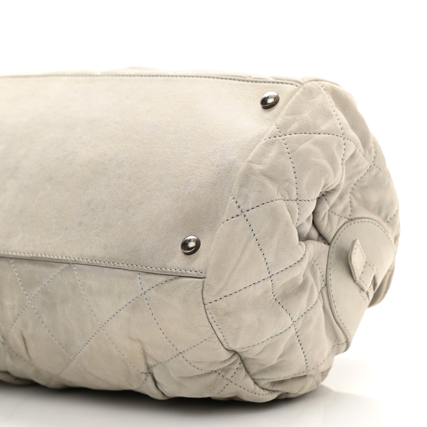 Iridescent Calfskin Chic Quilt Bowling Bag Grey