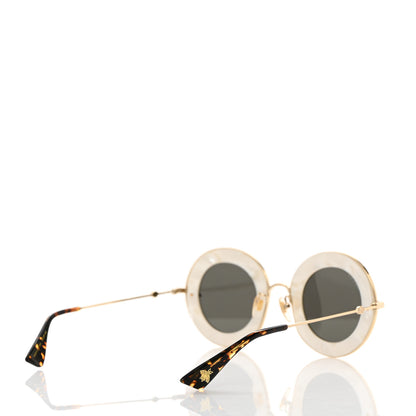 Gucci Metal L'Aveugle Par Amour Round Frame Sunglasses GG0113S White 4 of 8