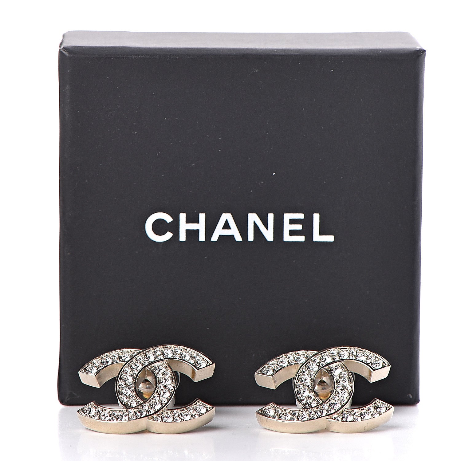 Chanel Crystal CC Earrings Gold 5 of 5