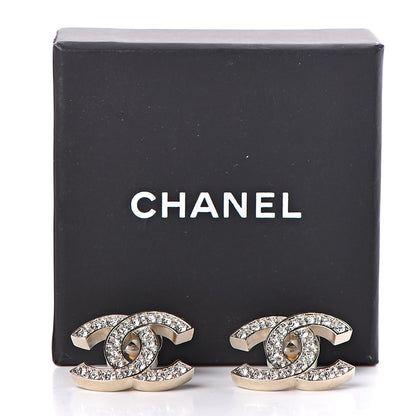 Chanel Crystal CC Earrings Gold 5 of 5