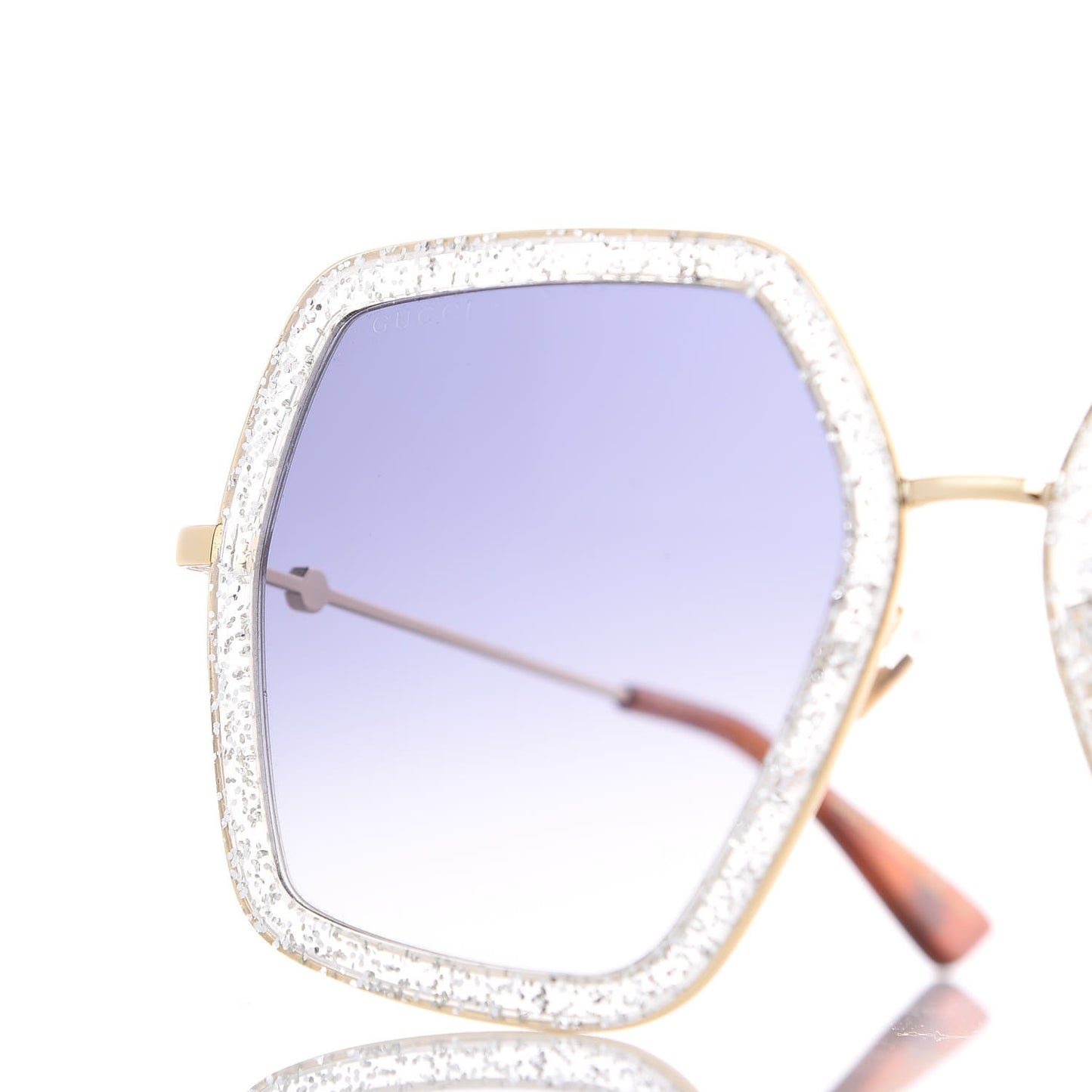 Glitter Acetate Oversize Square Frame Sunglasses GG0106S Gold