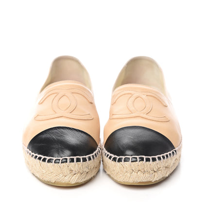 Chanel Lambskin CC Espadrilles 38 Beige Black 2 of 13