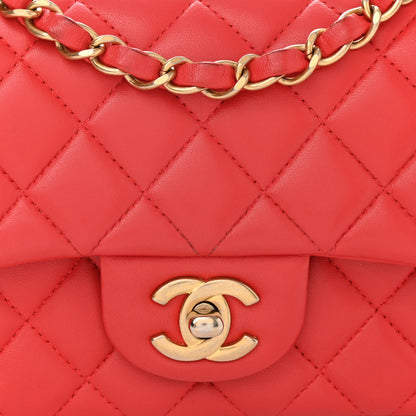 Chanel Lambskin Quilted Mini Rectangular Flap Red 8 of 15