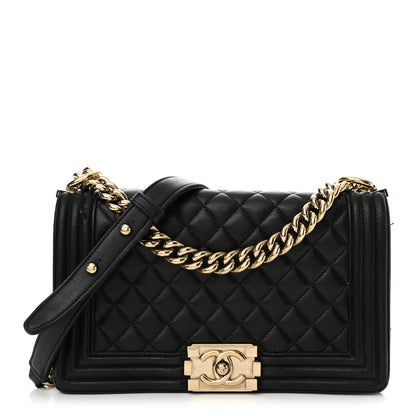 Chanel Lambskin Quilted Medium Boy Flap Black 1 of 20