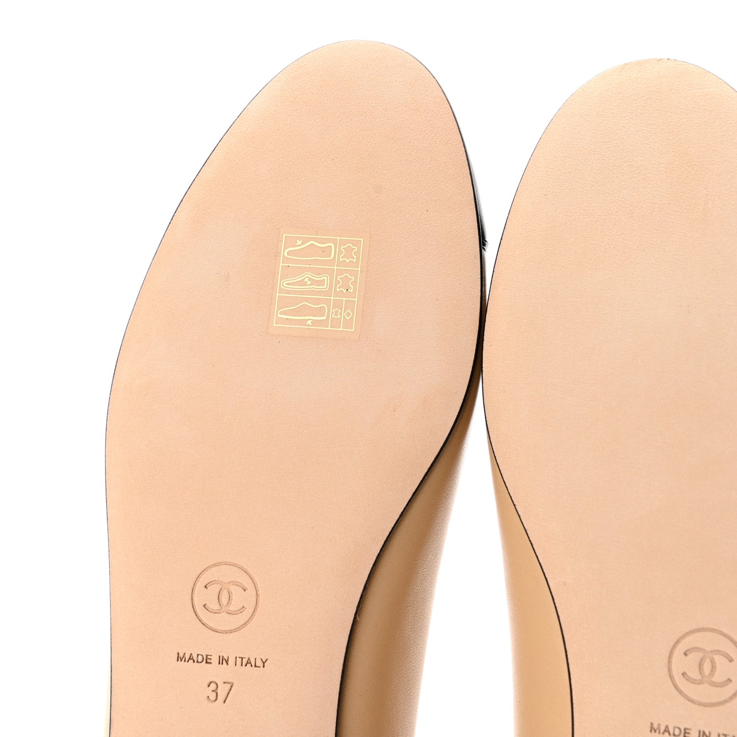 Lambskin Cap Toe CC Ballerina Flats 37 Beige Black