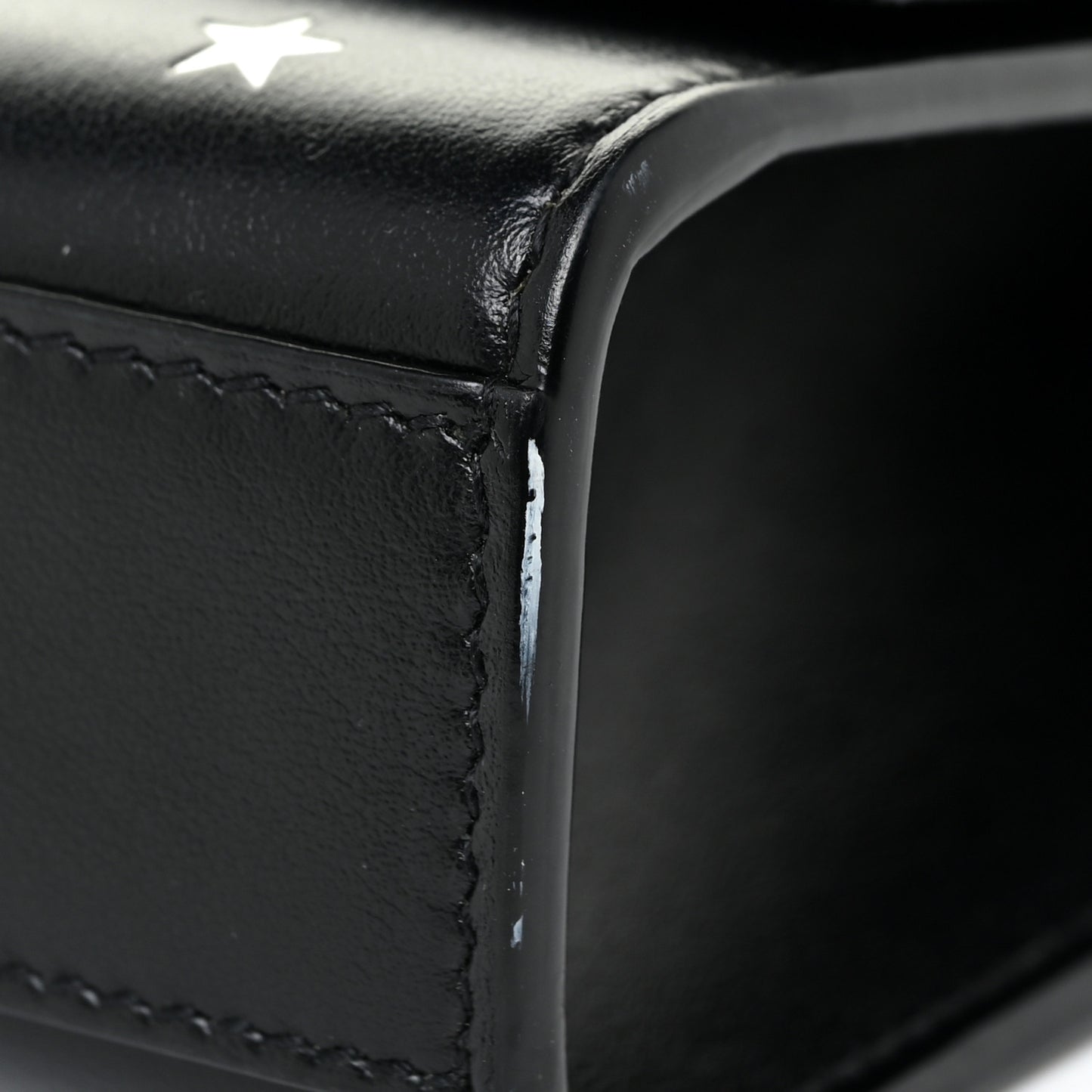 Calfskin Star Print Medium Monogram Kate Satchel Black