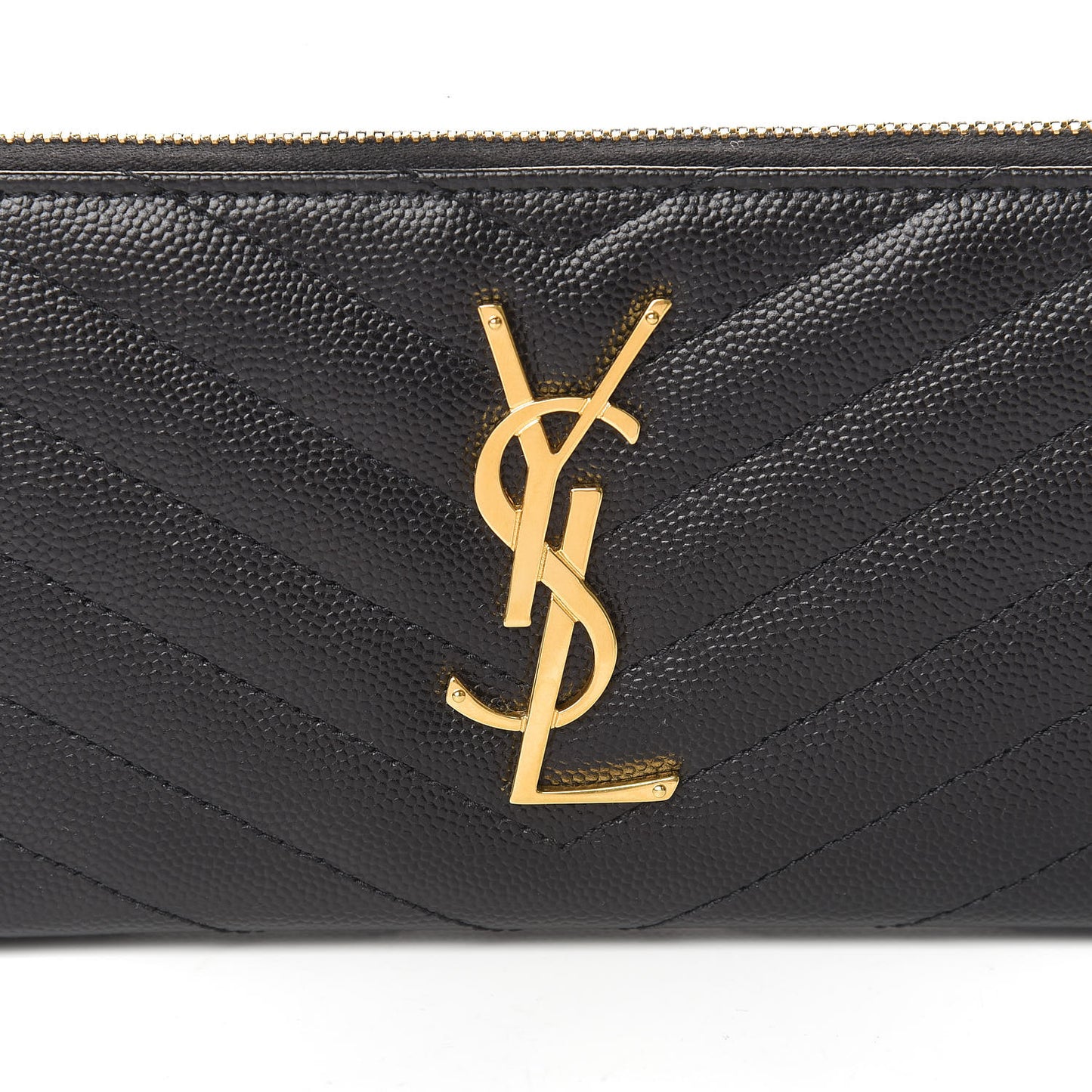 Grain De Poudre Matelasse Chevron Monogram Zip Around Wallet Black